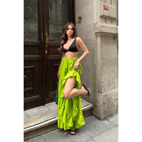 Audrey Fıfrlı Yırtmaç Detay Etek 4037