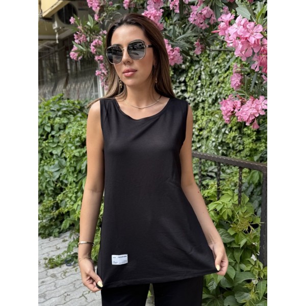 Kadın Askılı Yuvarlak Yaka Viskon Iki Iplik Bluz Ve Eşofman Altı Ikili Takım