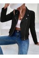 Kadın Uzun Kollu Yakalı önden Fermuarlı Kısa Süet Ceket