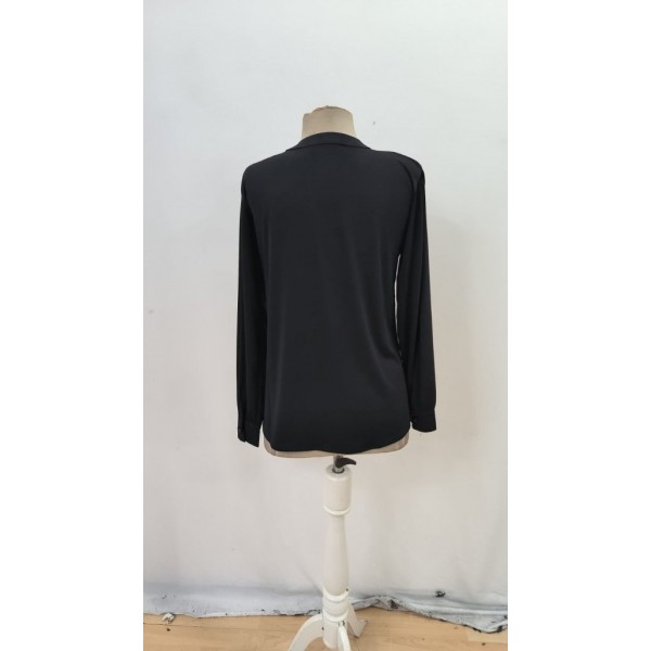 Kadın Uzun Kollu Yakalı Yakadan Bağcıklı Düğmeli Sandy Bluz