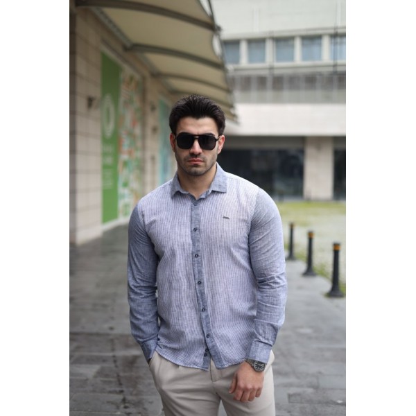 Erkek Pamuklu Keten Kumaş Gömlek