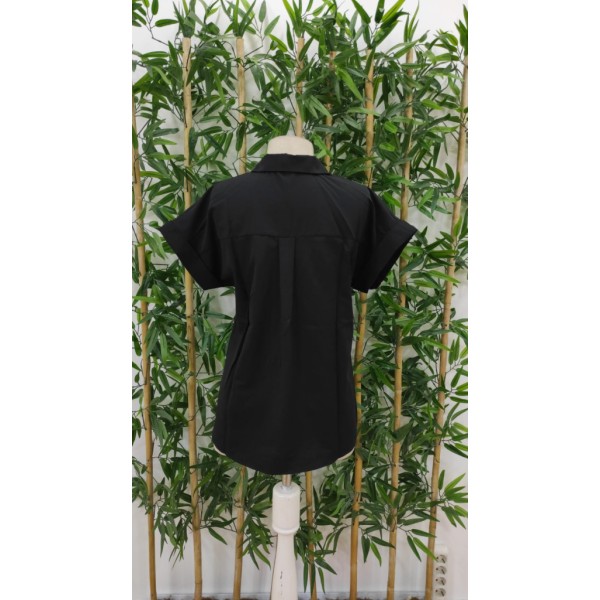 Kadın Kısa Kollu V Yakalı önden Düğmeli Dokuma Gömlek