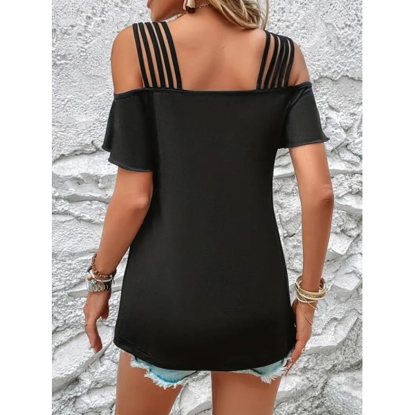 Kadın Kısa Kollu Beş Askılı Viskon Bluz