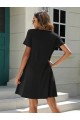Kadın Kısa Kollu V Yaka önü Düğmeli Viskon Elbise