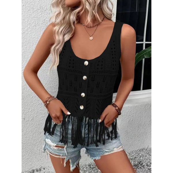 Kadın Askılı Yuvarlak Yaka önden Düğmelipüsküllü Triko Bluz