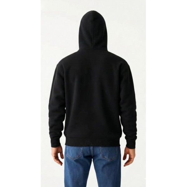 Samuray Ninja Çift Kapüşonlu ZIP Fermuarlı Kanguru Cepli Tam Fermuarlı Hoodie Sweatshirt - Siyah