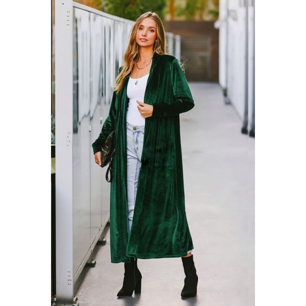 Kadın Uzun Kollu önü Açık Kolları Uzun Midi Ceket