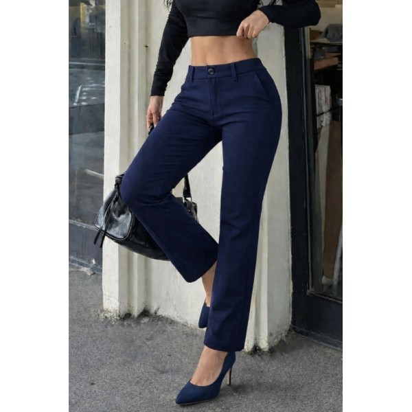 Kadın Düşük Bel Cepli Dar Paça Atlas Pantolon