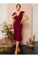 Kadın Kısa Kelebek Kollu Kruvaze Yaka Ithal Krep Midi Elbise