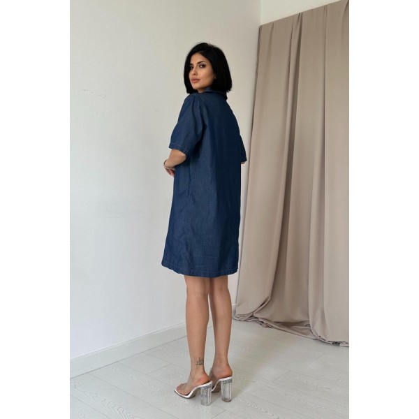 Mavi Tencel Kuplu Elbise