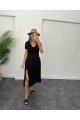 Kadın Kısa Kollu V Yaka Maxi Boy Elbise 124 Cm