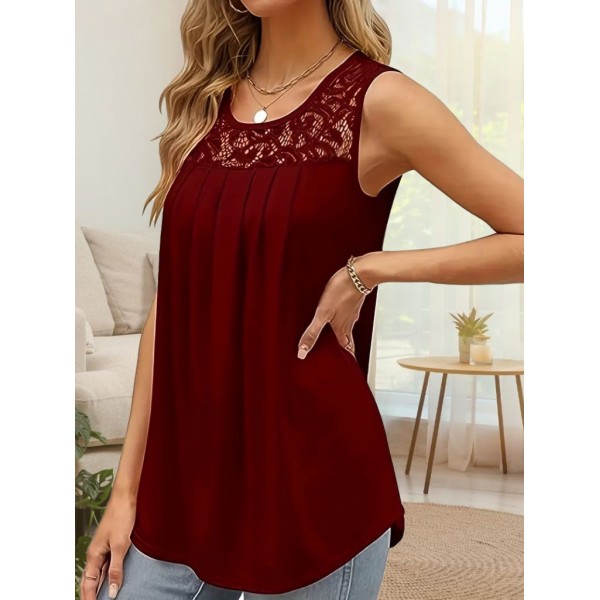 Kadın Askılı Yuvarlak Yaka Dantel Detaylı Viskon Bluz