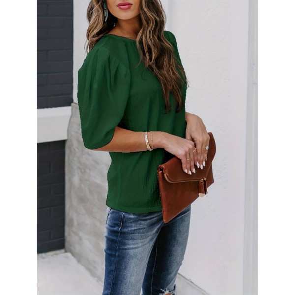 Kadın Kısa Kollu Pileli Balın Kol Bürümcük Bluz