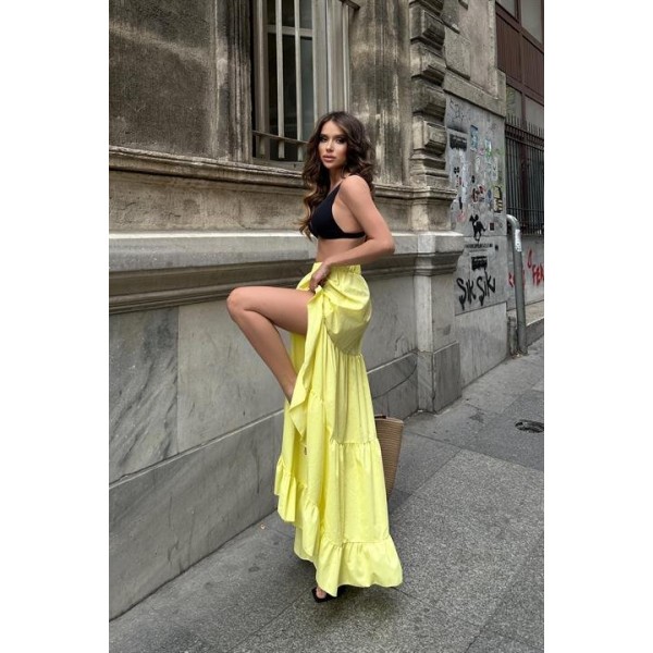 Audrey Fıfrlı Yırtmaç Detay Etek 4037