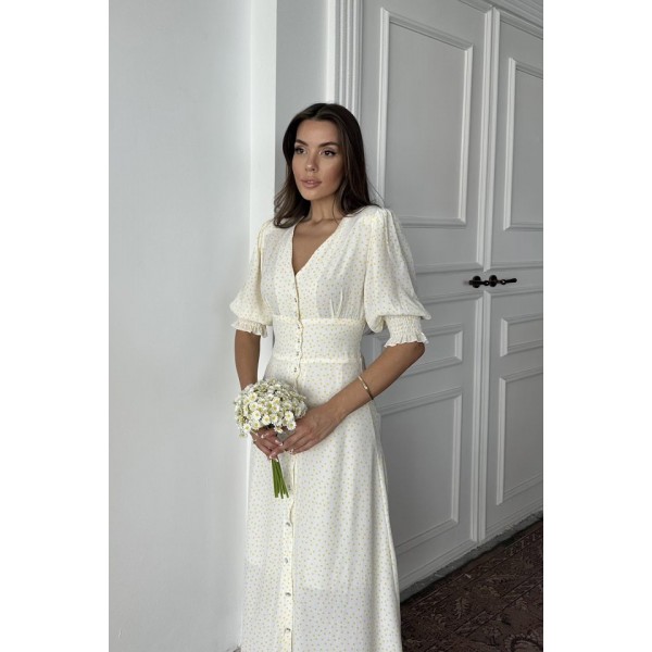 Sarı Arka Ve Bel Ucu Gipeli Elbise