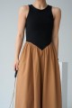 İki Renkli Elbise - Siyah-Taba