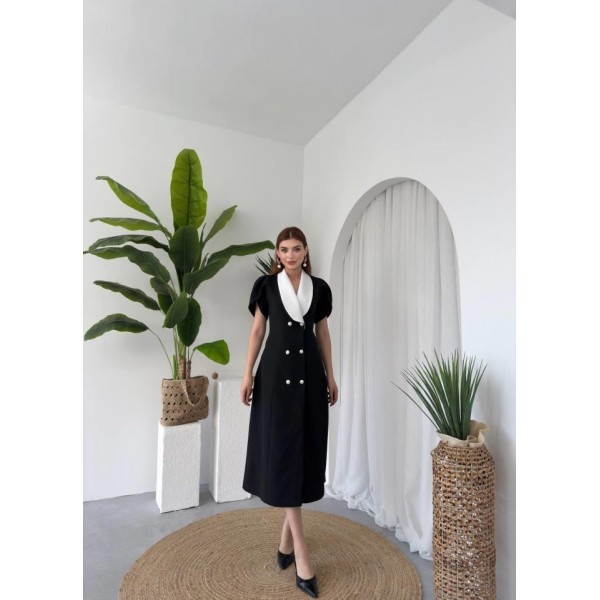 Reta Düğme Detaylı Elbise