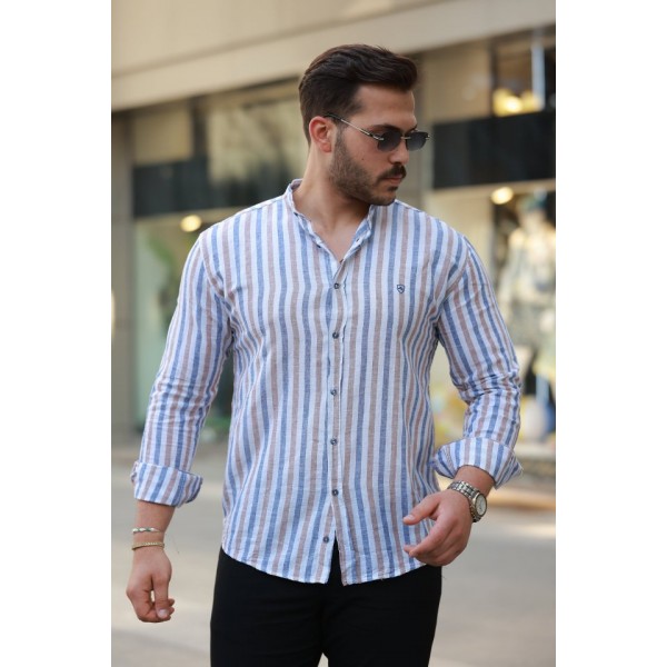 Erkek Hakim Yaka çok Renkli Gömlek