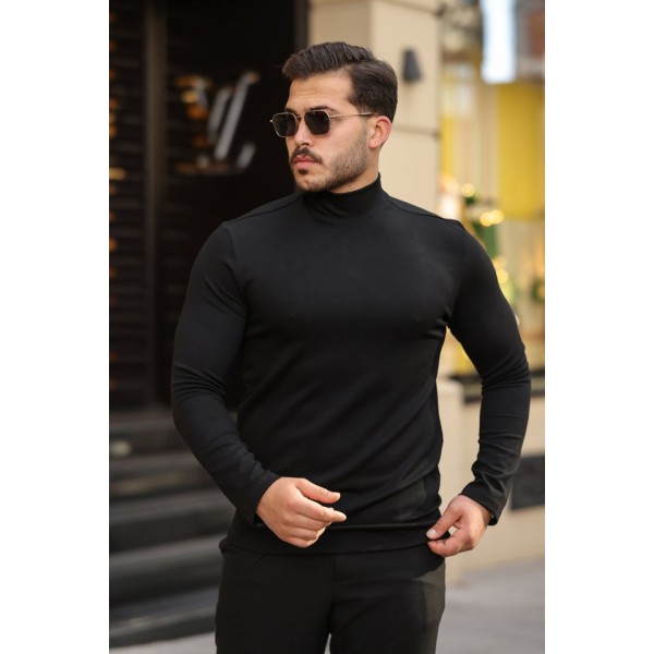 Erkek Balıkçı Yaka Modal Kumaş Esnek Kazak