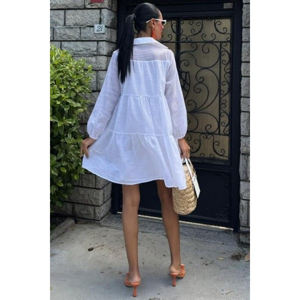 Gömlek Yaka Pileli Elbise 2898