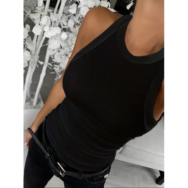 Kadın Kolsuz Yuvarlak Yaka Kalın Fitilli şardonlu Kaşkorse Bluz