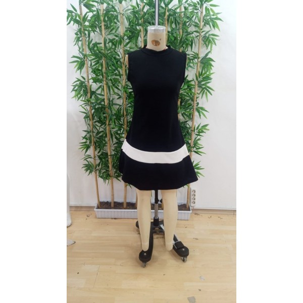 Kadın Sıfır Kol Yarı Balıkçı Yaka şerit Detaylı Ithal Krep Elbise