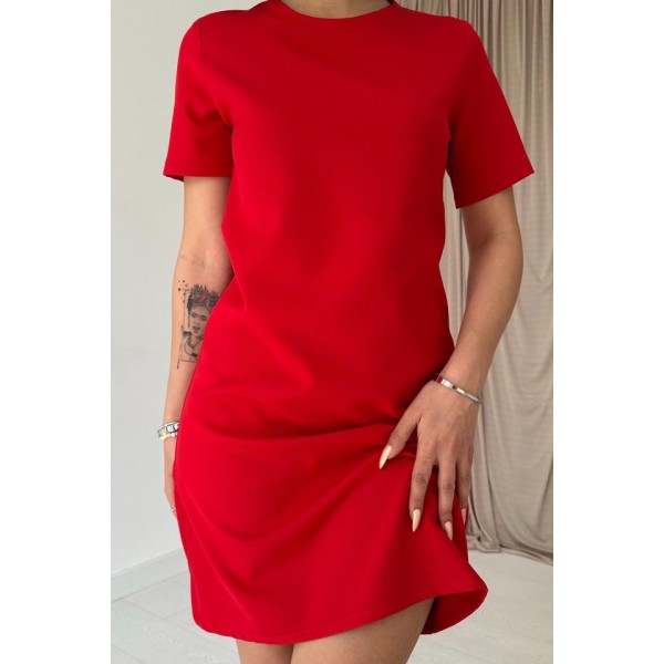 Kırmızı Kısa Kol Atlas Mini Elbise