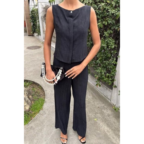 Sıfır Kollu Bluz Batik Desenli Pantolon İkili Takım 10181-08