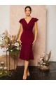 Kadın Kısa Kelebek Kollu Kruvaze Yaka Ithal Krep Midi Elbise