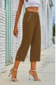 Kadın Beli Lastikli Düğme Ve Cep Detaylı Kapri Ithal Keten Pantolon