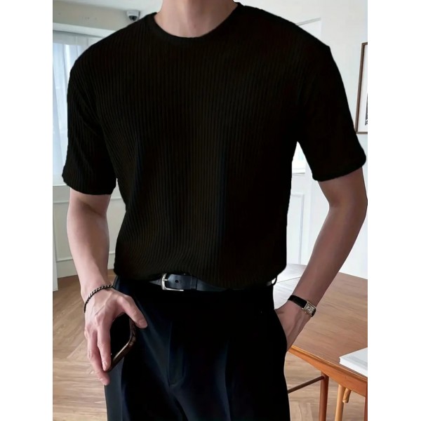 Erkek Kısa Kollu Bisiklet Yaka Triko Tişört