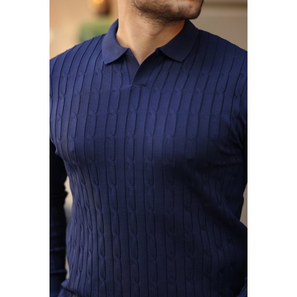 Erkek Saç örgü Desenli Uzun Kollu Triko