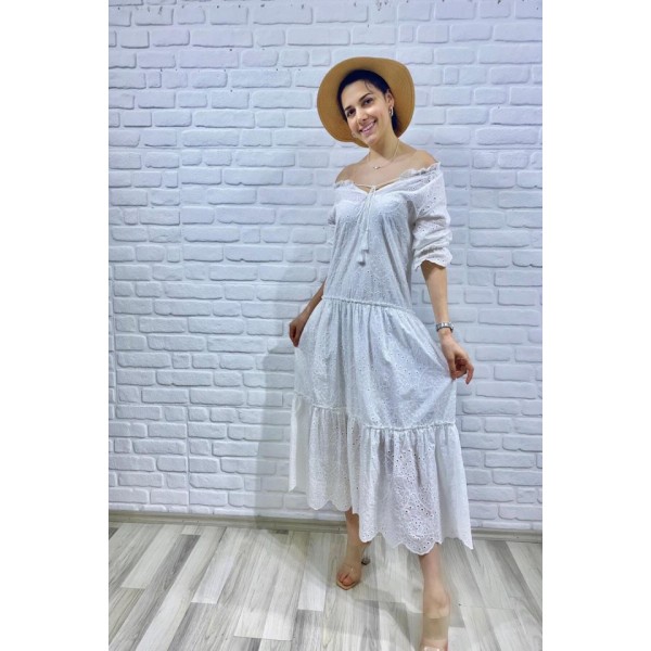 Beyaz Dantelli New Elbise