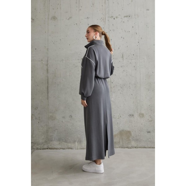 Füme Biyeli Sweatshirt Ve Etek Takım