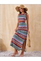 Kadın Bisiklet Yaka Cizgi Desen Süprem Elbise