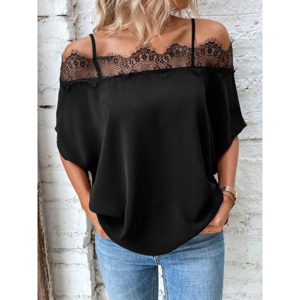 Kadın Askılı Dantel Janjan Krep Bluz