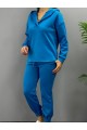 Kadın Uzun Kol V Yaka Kapüşon Detay Sweat Ve Yüksel Bel Eşofman Ikili Takım