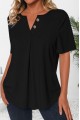Kadın Kısa Kollu çentikli V Düğme Detaylı V Yaka önden Pileli Ithal Keten Bluz