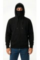 Samuray Ninja Çift Kapüşonlu ZIP Fermuarlı Kanguru Cepli Tam Fermuarlı Hoodie Sweatshirt - Siyah