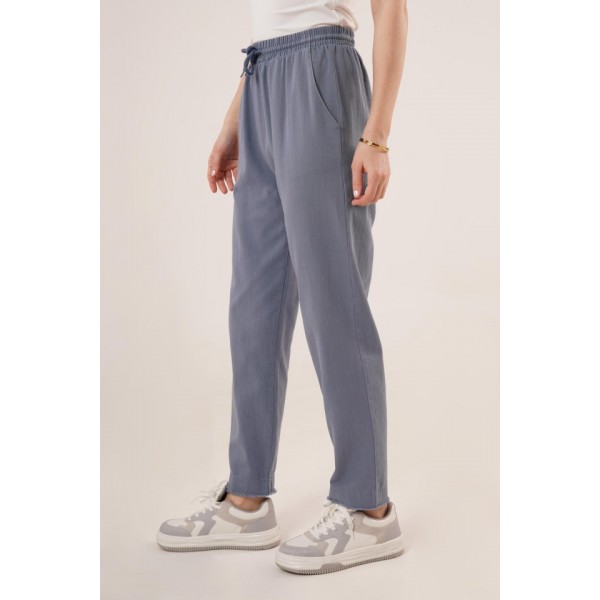 Cepli Belden Bağlamalı Paça Detaylı İndigo Pantolon