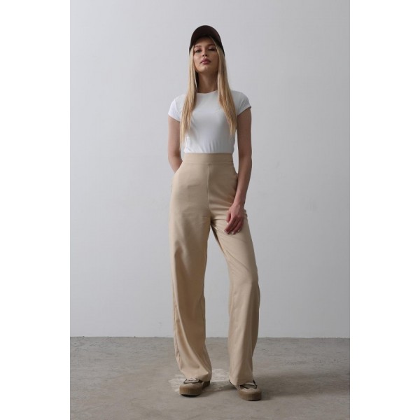 Beli Yarım Lastikli Palazzo Pantolon - Camel