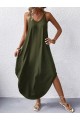 Kadın Askılı V Yakalı Uzun Viskon Elbise