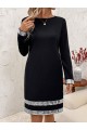 Kadın Uzun Kollu Bisiklet Yaka Mini Ithal Krep Elbise