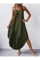 Kadın Askılı V Yakalı Uzun Viskon Elbise