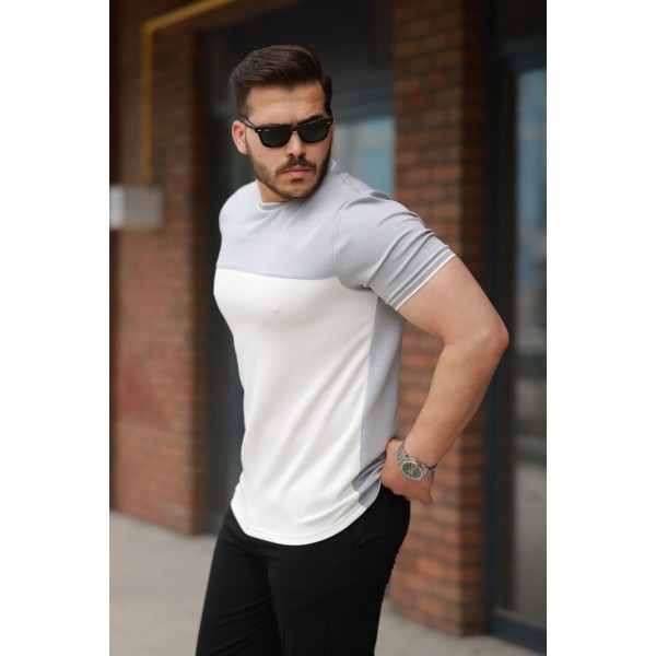 Erkek Parçalı Renk Kısa Kollu Tişört