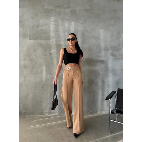 DREAMS ETİKETLİ PALAZZO PANTOLON - Bej