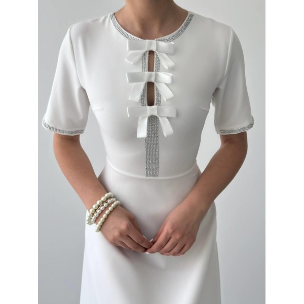 Wera Taşlı Fiyonk Detaylı Elbise