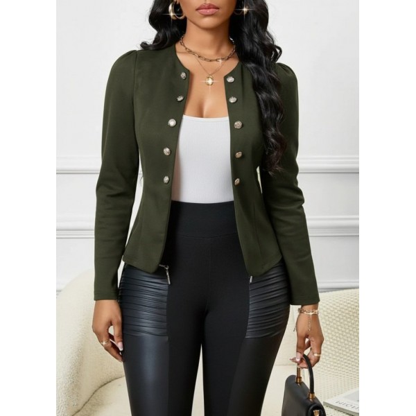 Kadın Uzun Kollu önü Açık Düğmeli Kısa Süet Ceket