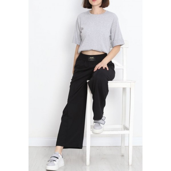 Büyük Beden Duble Kol Tişört Gri