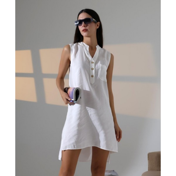 Düğme Detaylı Mini Elbise